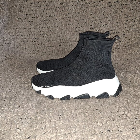 KURT GEIGER-London-Lettie-Knit Black-Sock Booties-Sz 38/7.5-Excellent - Picture 2 of 8